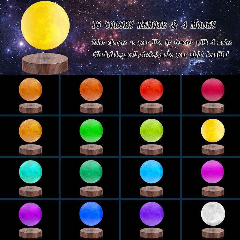 VGAzer Levitating Moon Lamp, Floating and Spinning 3D Moon Light 16 Colors Model ,Gifts for Women,Thanksgiving Christmas Gifts for Kids,Friends - Image 2
